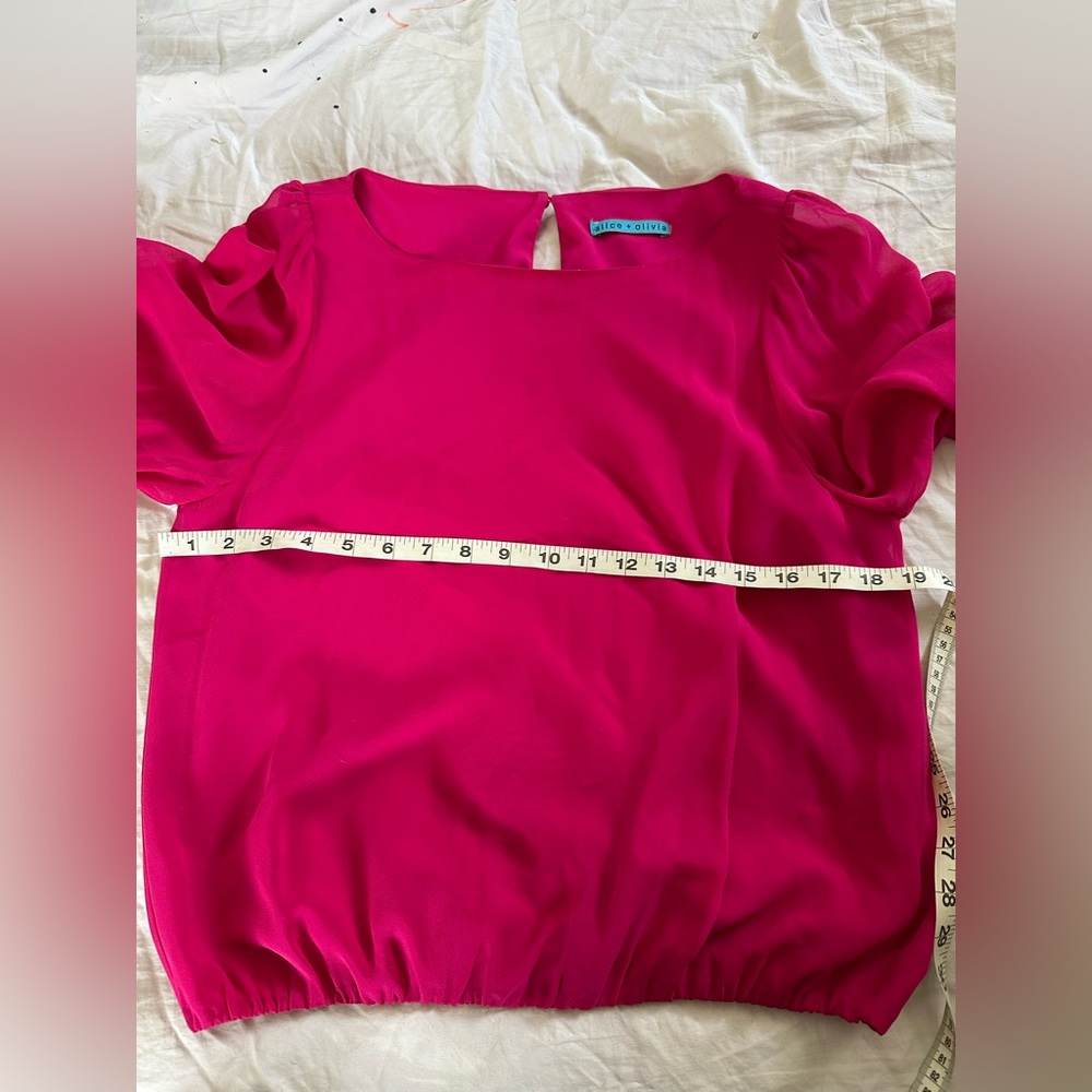 Alice + Olivia Pink Puff Sleeve Boxy Blouse - Picture 11 of 14